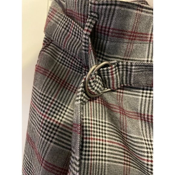 Hollister Gray & Red Plaid Womens Trousers With‎ Belt M - Picture 9 of 11